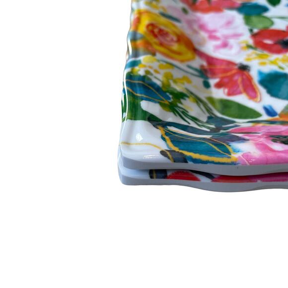 2pc Rachel Ashwell Spring Floral Large Melamine Serving Tray Platter 19x8 NEW - Picture 8 of 9